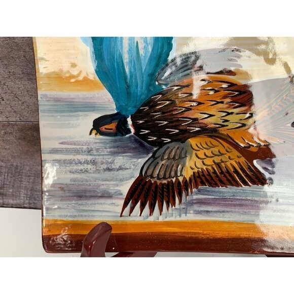 Italian Wall Plate Handmade Signed Pimpinelli M. Deruta Made in Italy Bird Pot - Picture 5 of 9